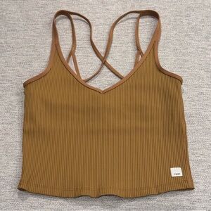 VUORI Ribbed Crossback Cami Tank in Mustard